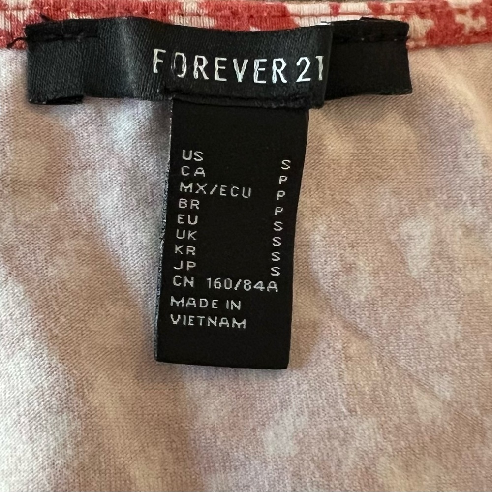 Forever 21 Blouse Womens Size S Red Ditsy Floral Faux Wrap Crop Tie Back - Picture 4 of 6